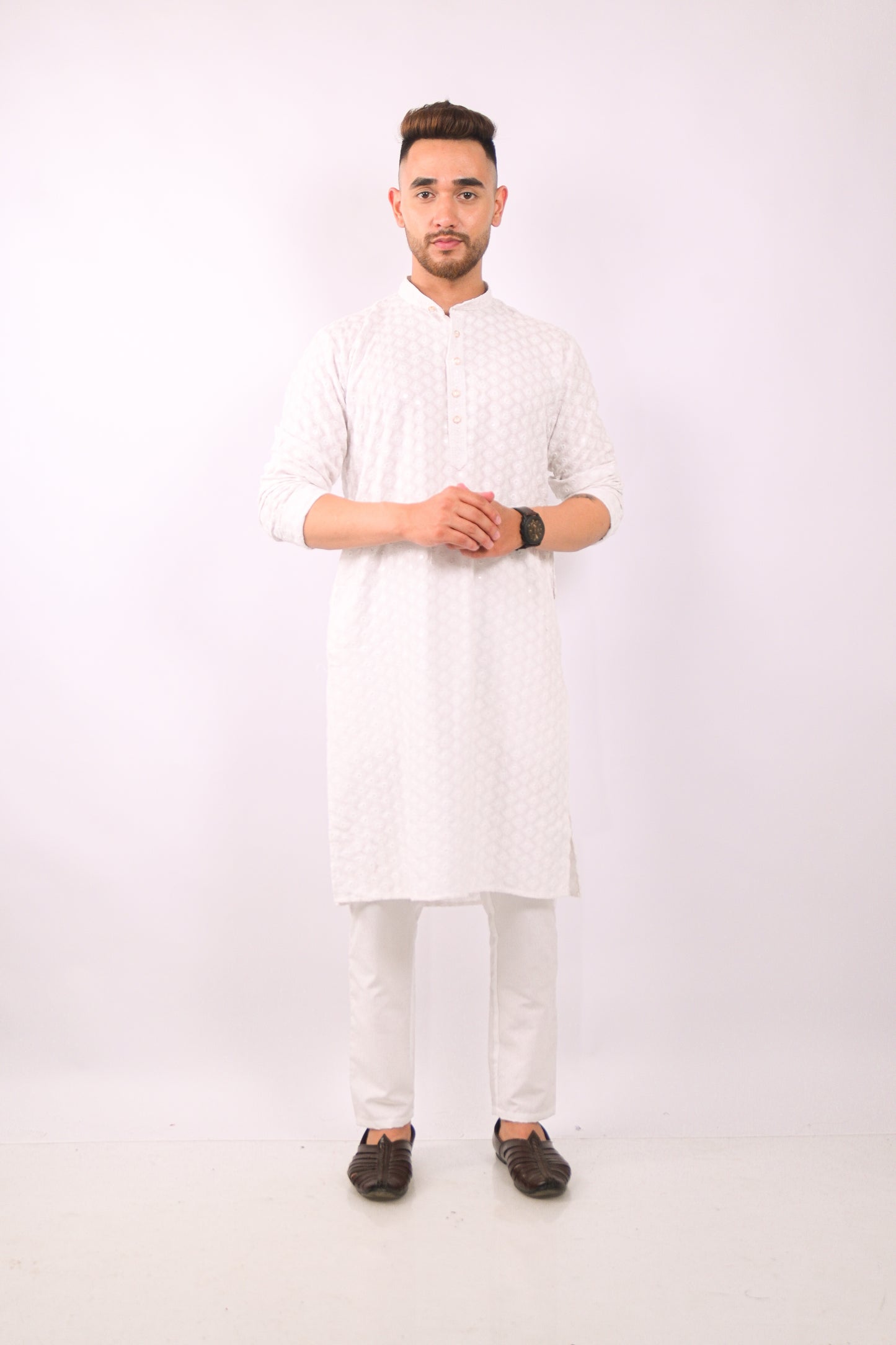 White Chikankari Kurta & Pajama Set