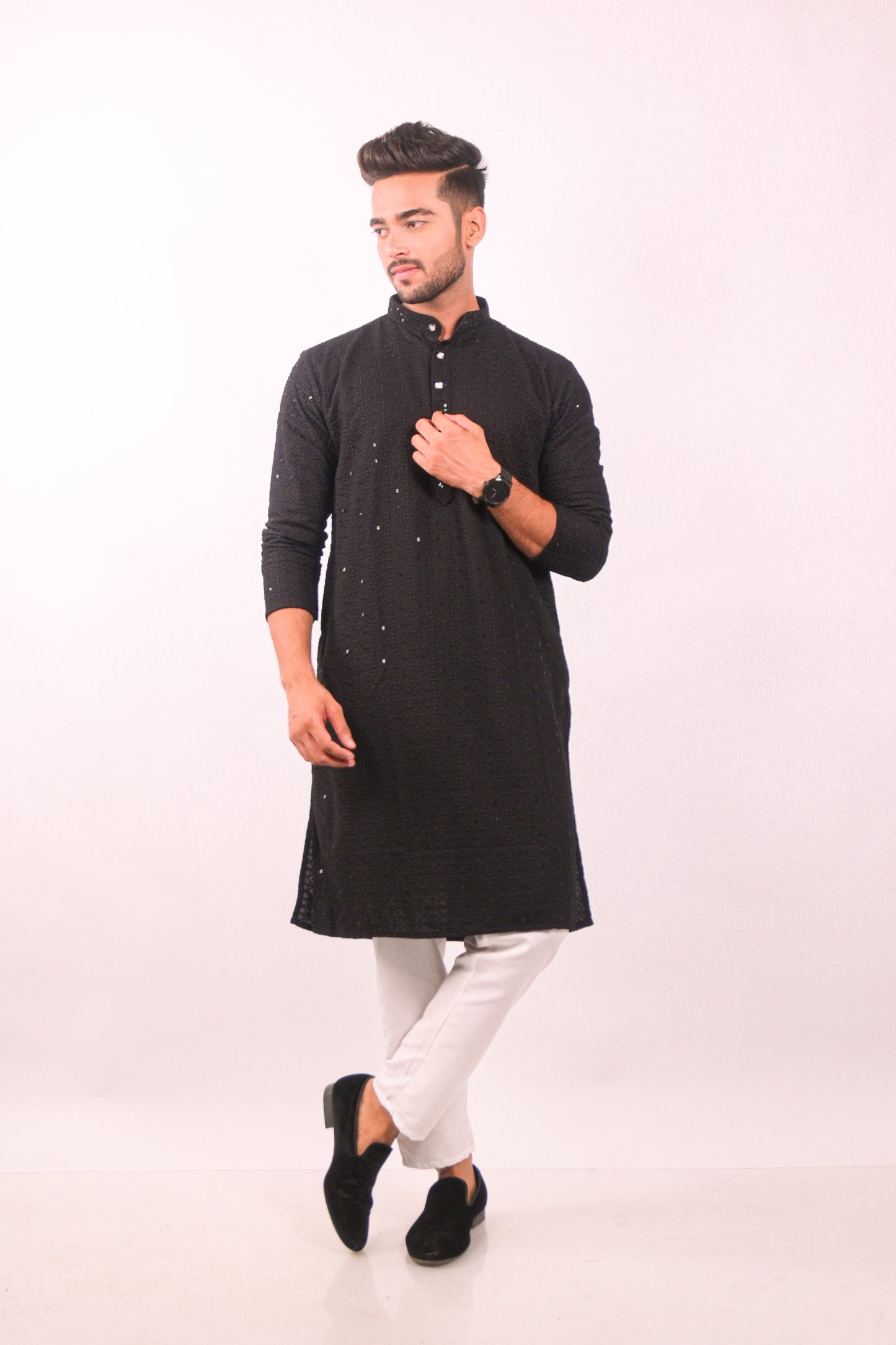 Black Chikankari Kurta & Pajama Set