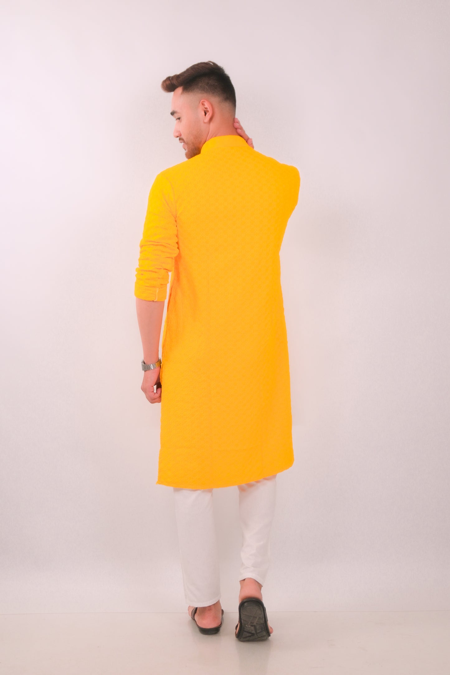 Yellow Chikankari Kurta & Pajama Set