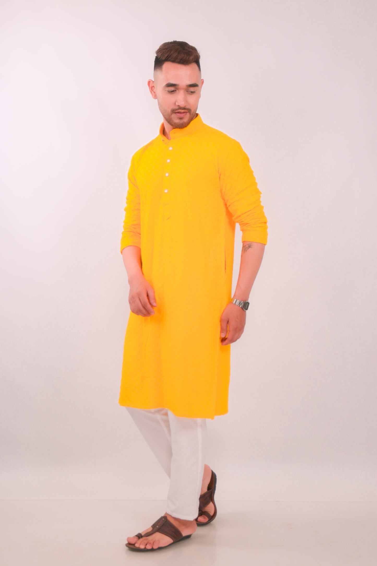 Yellow Chikankari Kurta & Pajama Set