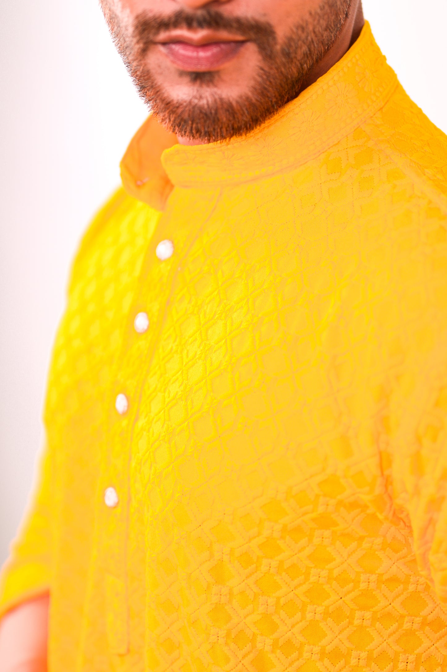 Yellow Chikankari Kurta & Pajama Set