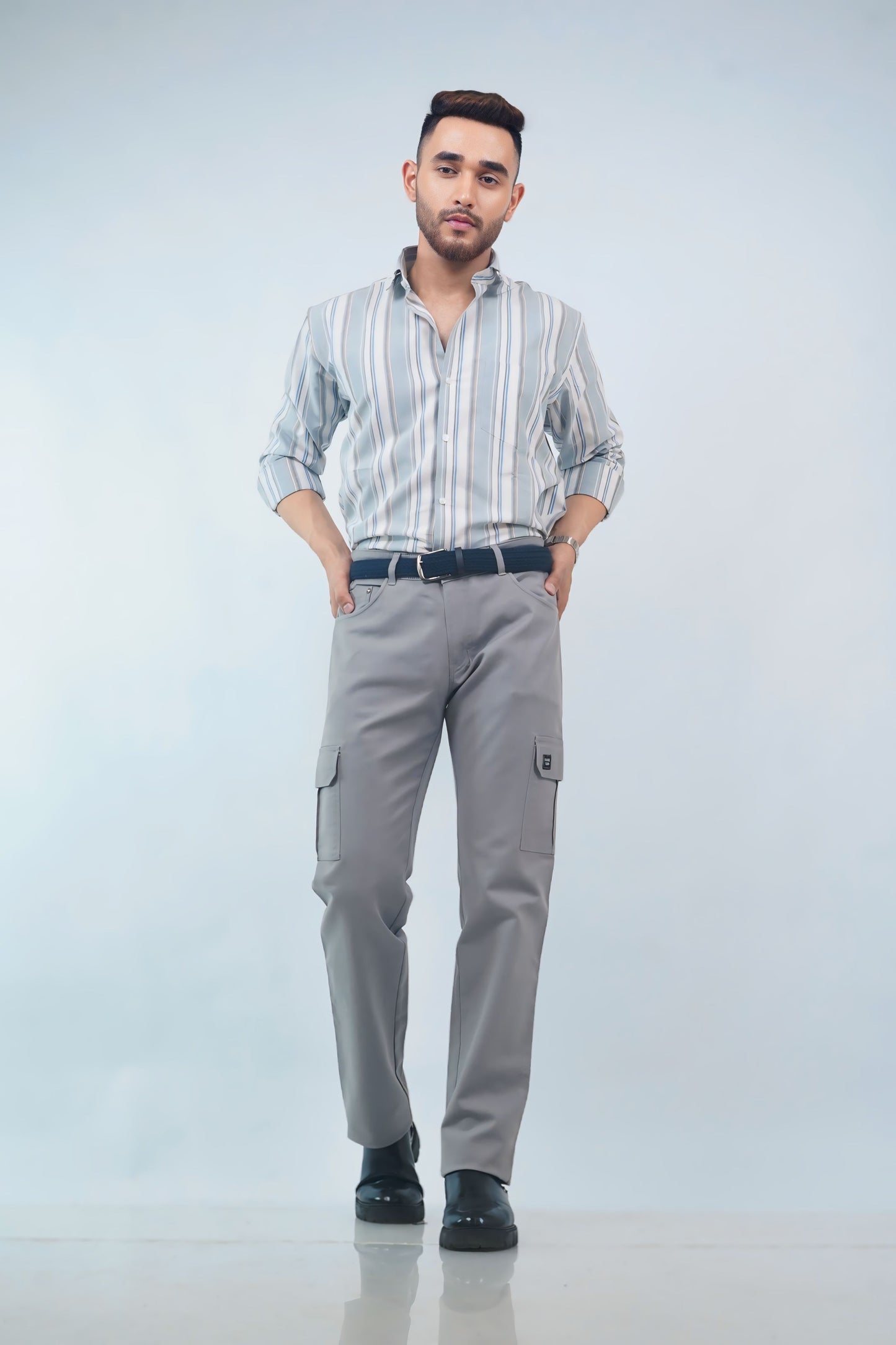 Regular Fit Benz Grey Cargos