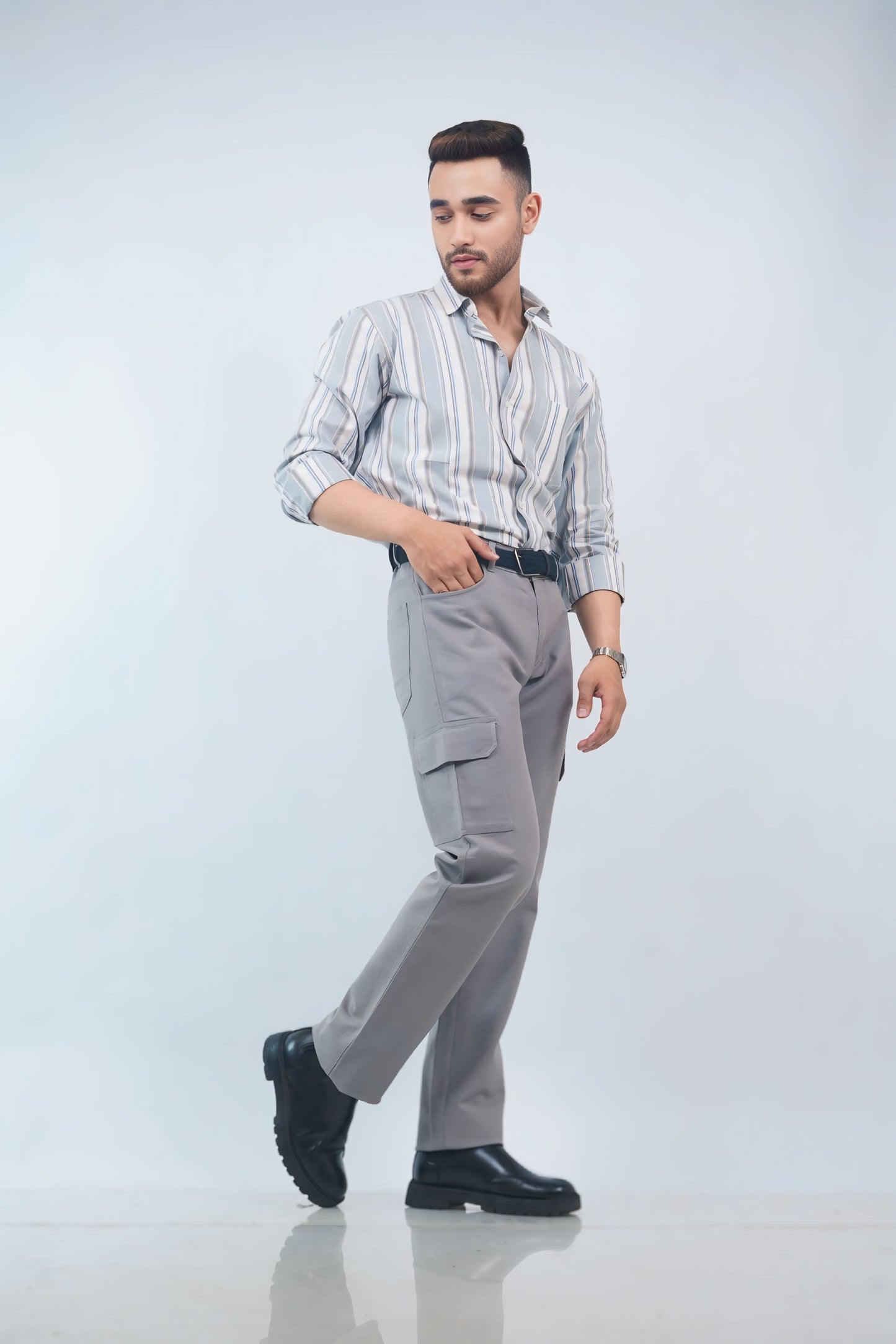 Regular Fit Benz Grey Cargos