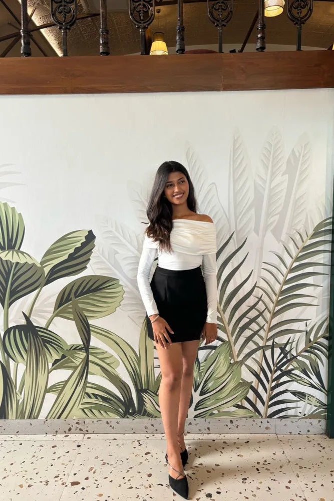 White Over Fold Off Shoulder Top