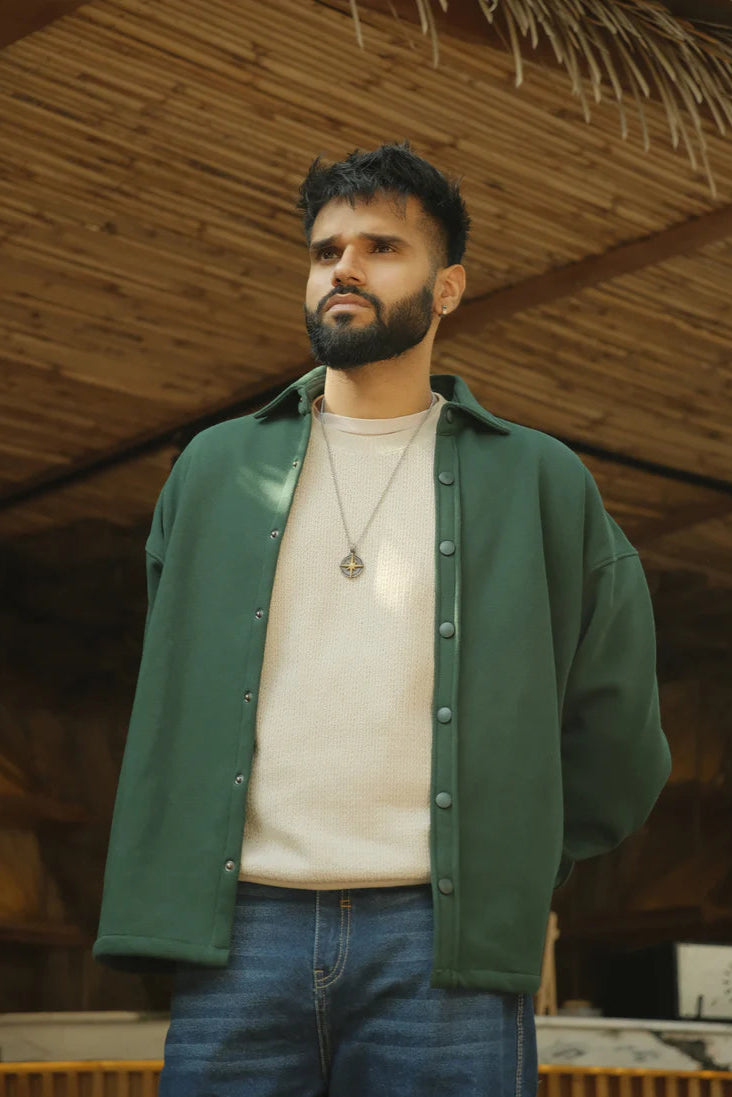 Spring Shacket - Jungle Green