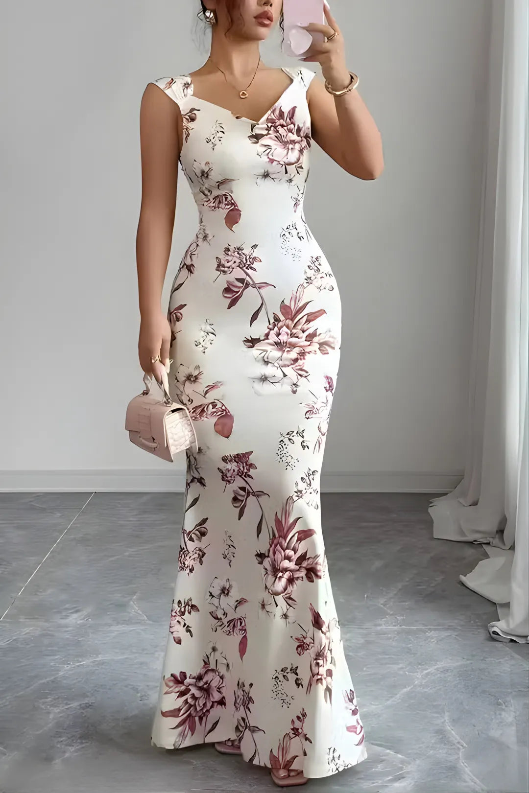 Painted Petals Mermaid Maxi