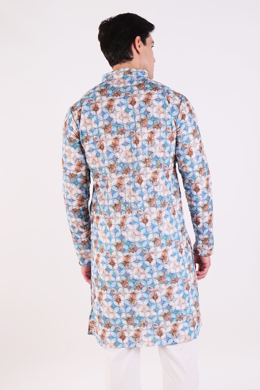 Mosaic Print Cotton Kurta & Pajama Set