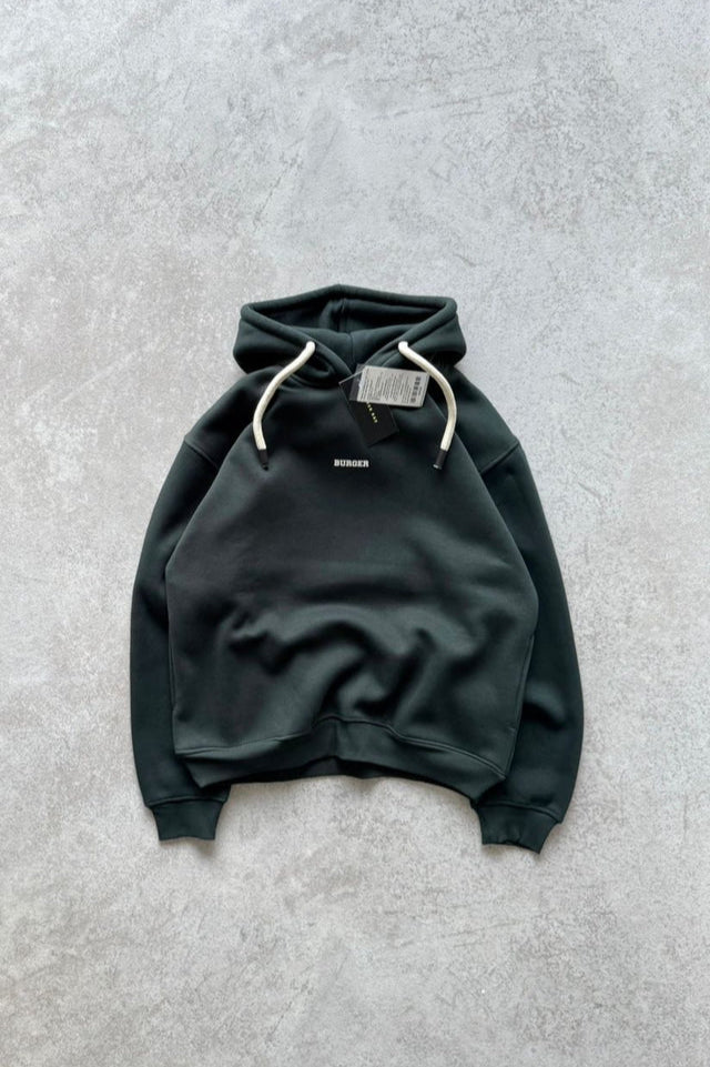 Ash Grey : Ye Burger Logo Heavyweight Baggy Hoodie For Men and Women