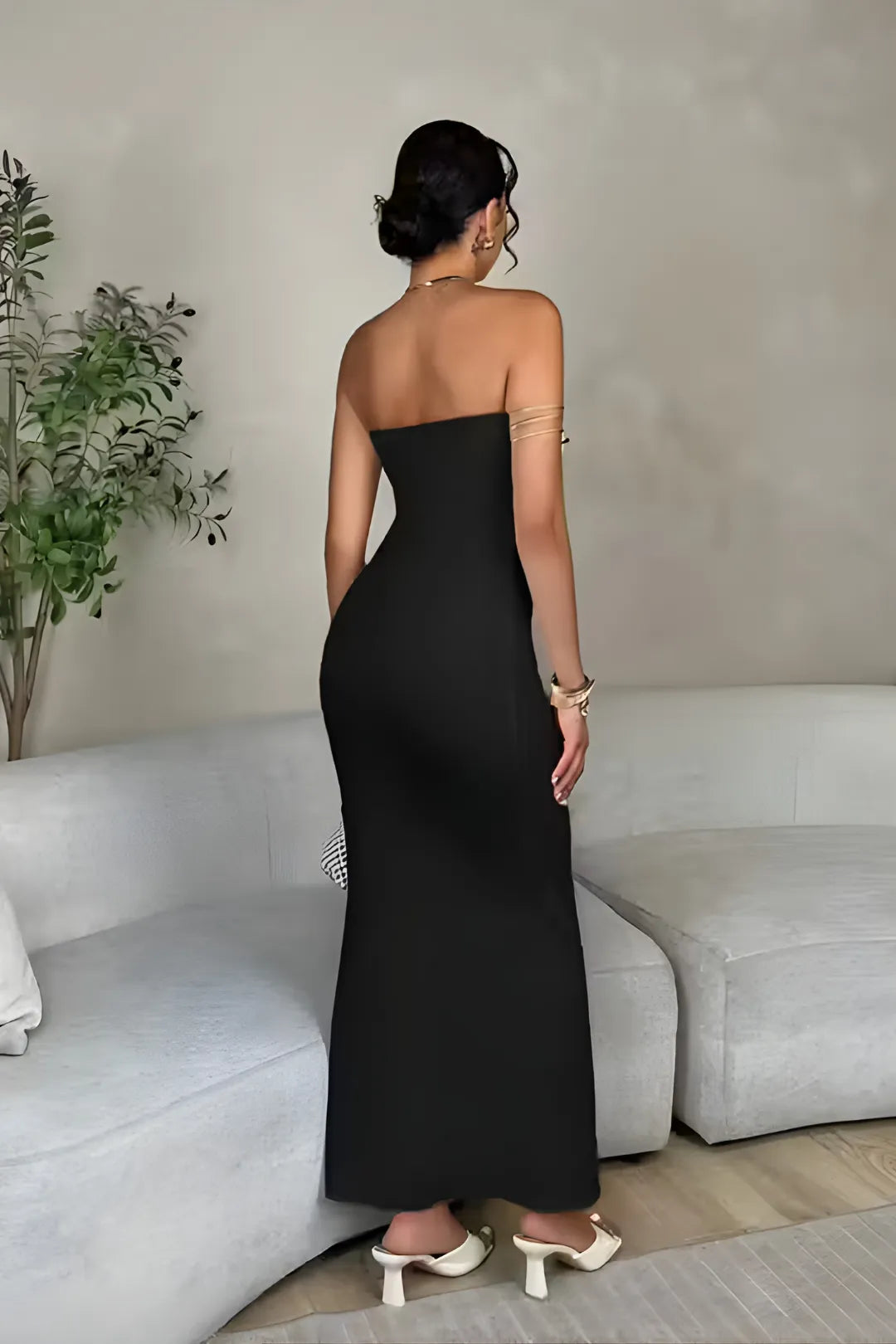 Black Strapless Tube Maxi