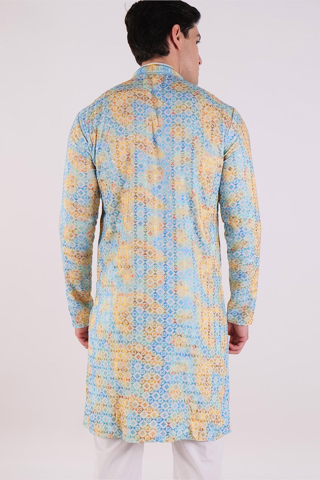 Multicolored Textured Kurta & Pajama Set