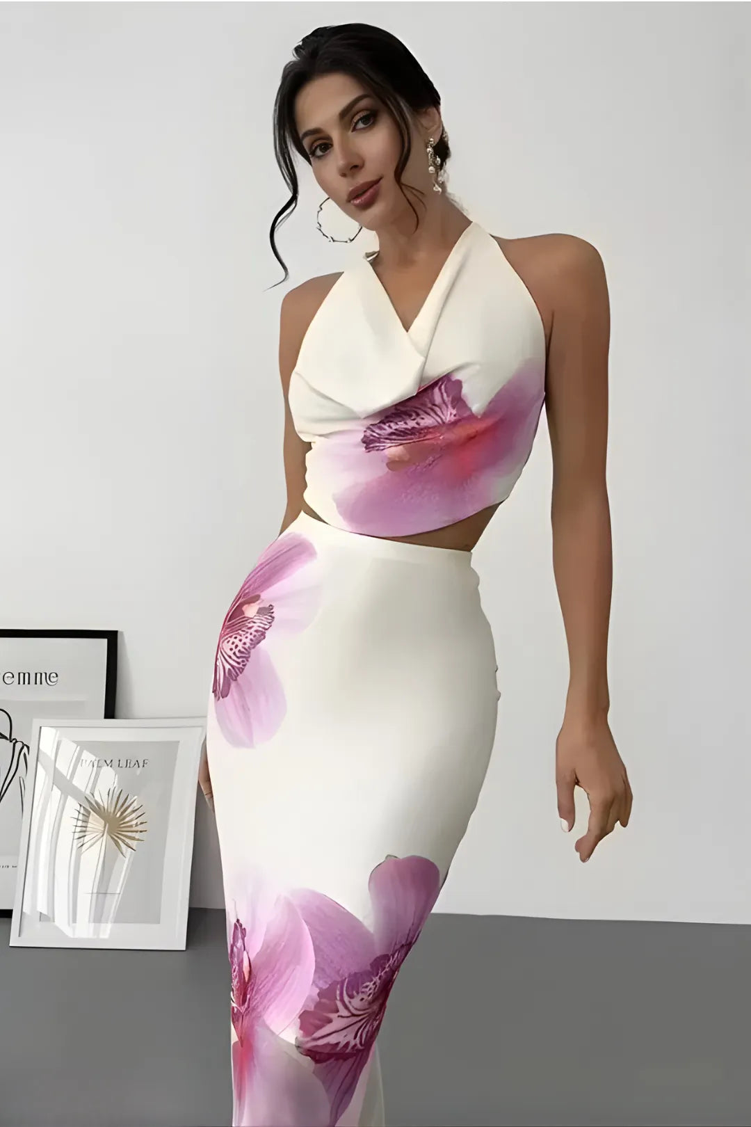 Floral Print Two Piece Maxi