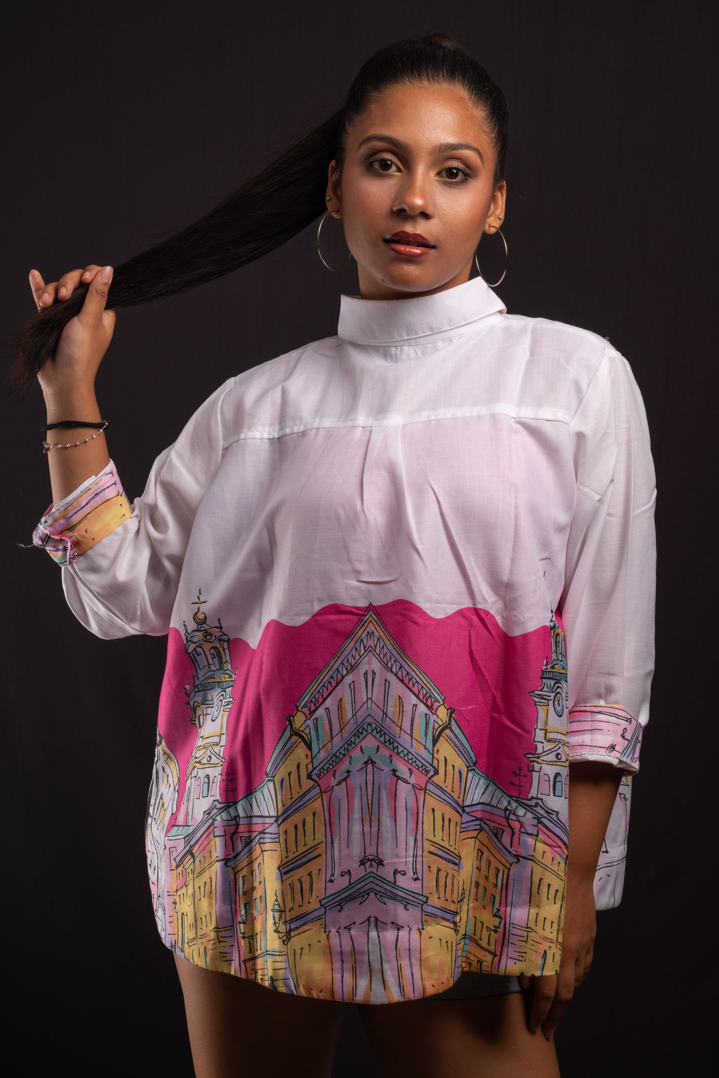 City Scape Pink Printed Shirt