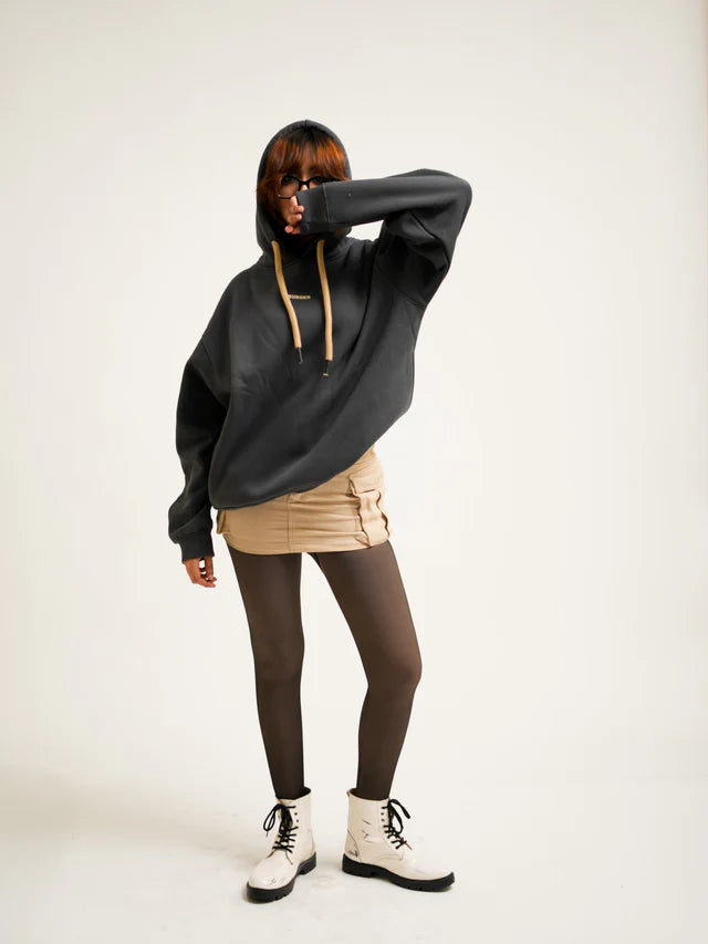 Ash Grey : Ye Burger Logo Heavyweight Baggy Hoodie For Men and Women