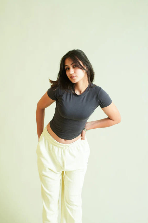 Dark Grey - Basic IT Girl Baby Tee For Women