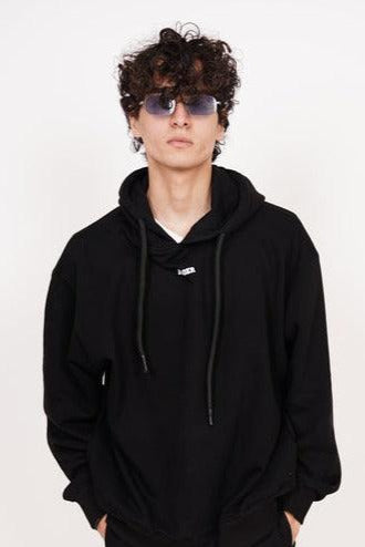 Black - Ye Burger Logo Heavyweight Baggy Hoodie For Men