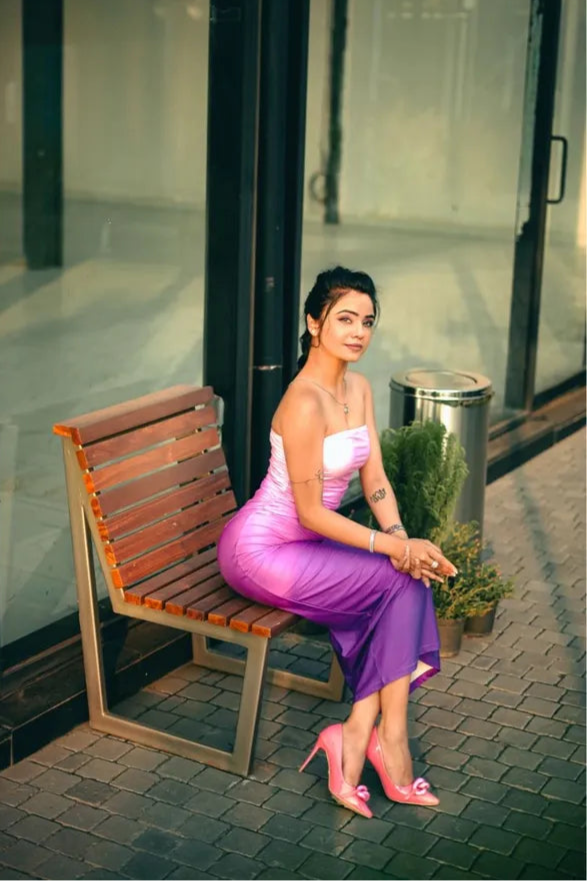 Violet Ombre Tube Maxi Dress