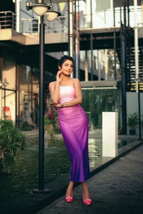 Violet Ombre Tube Maxi Dress