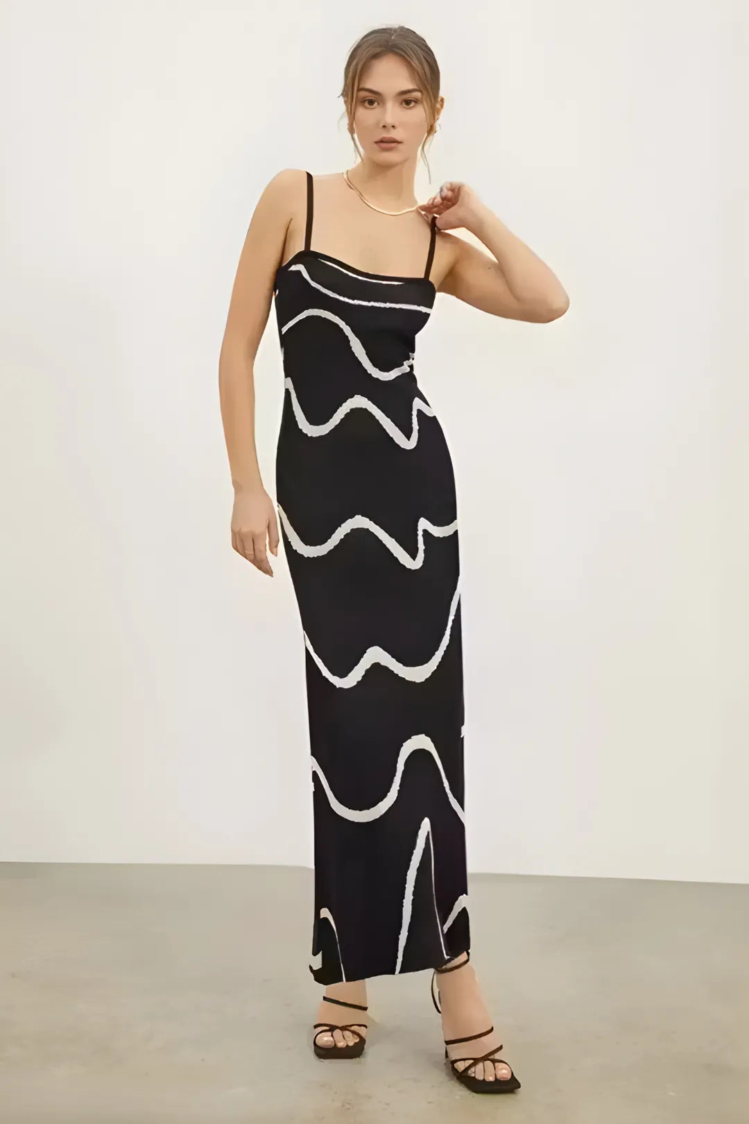 Spaghetti Strap Abstract Maxi Dress