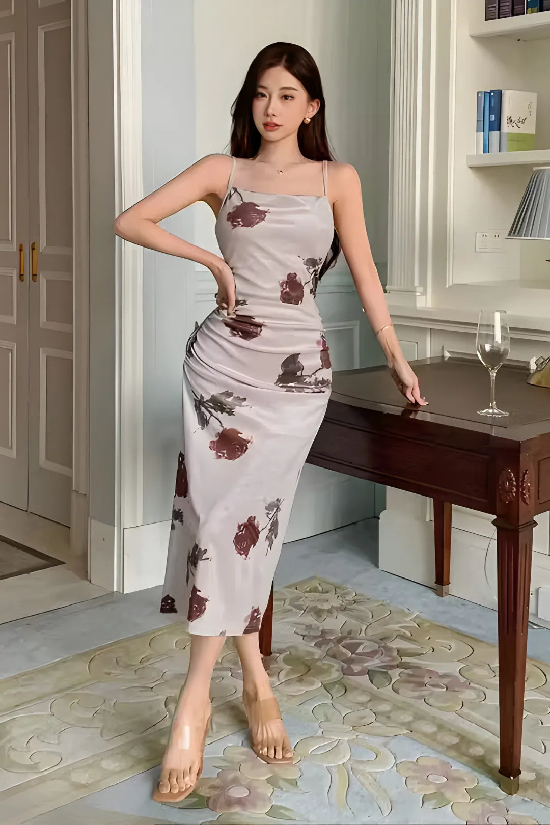 Floral Print Spaghetti Strap Bodycon