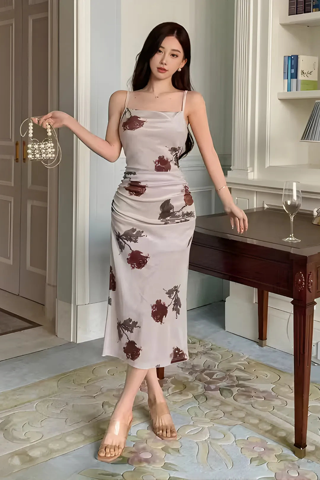 Floral Print Spaghetti Strap Bodycon