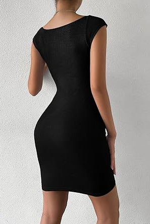Black Sweetheart Neckline Mini Dress