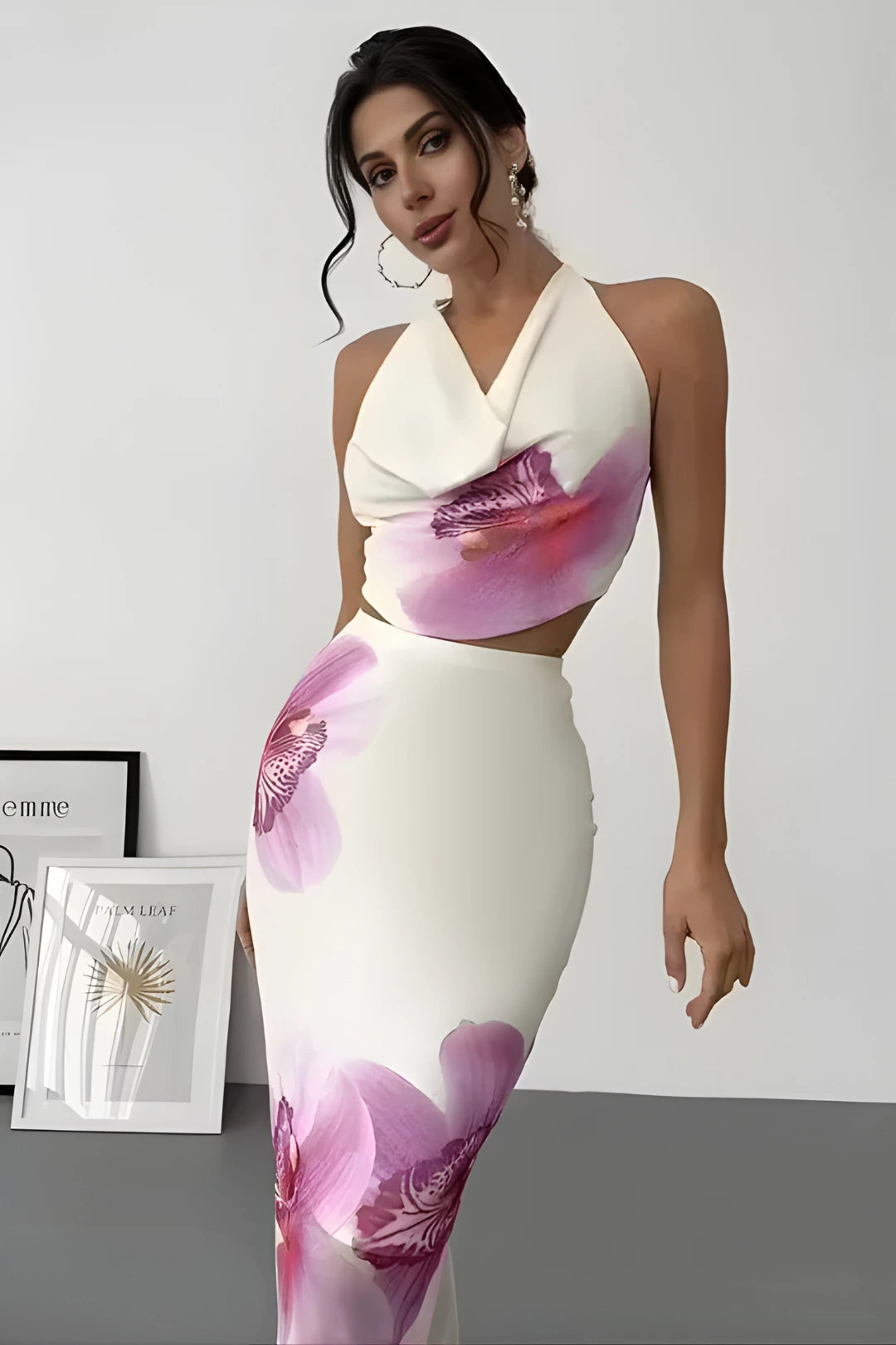 Floral Print Two Piece Maxi
