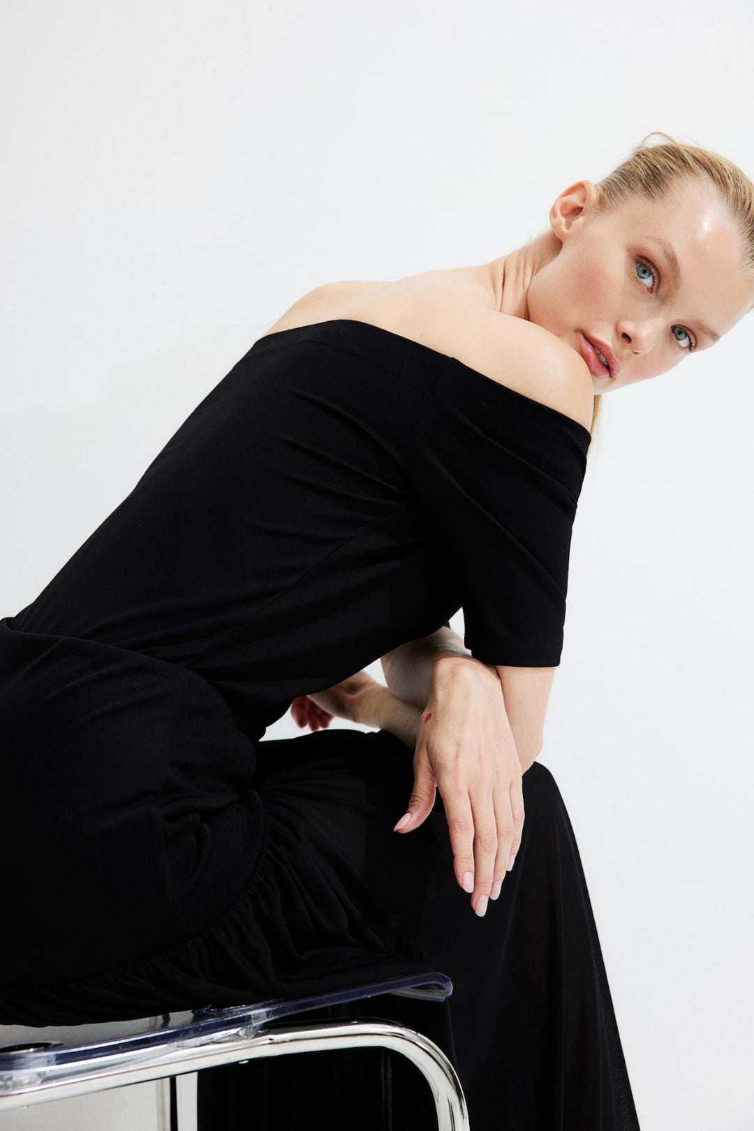 Off-the-shoulder jersey top