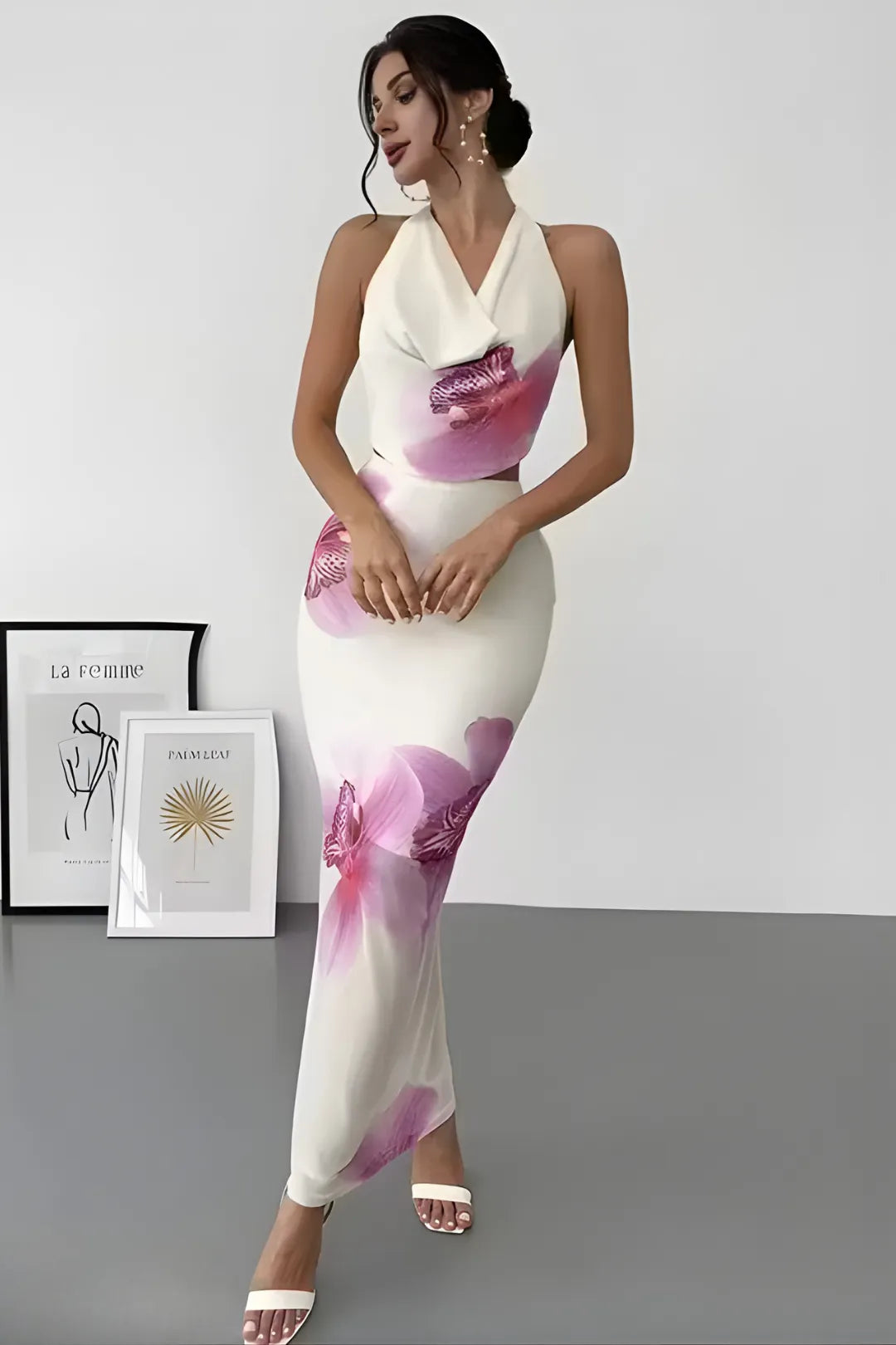 Floral Print Two Piece Maxi