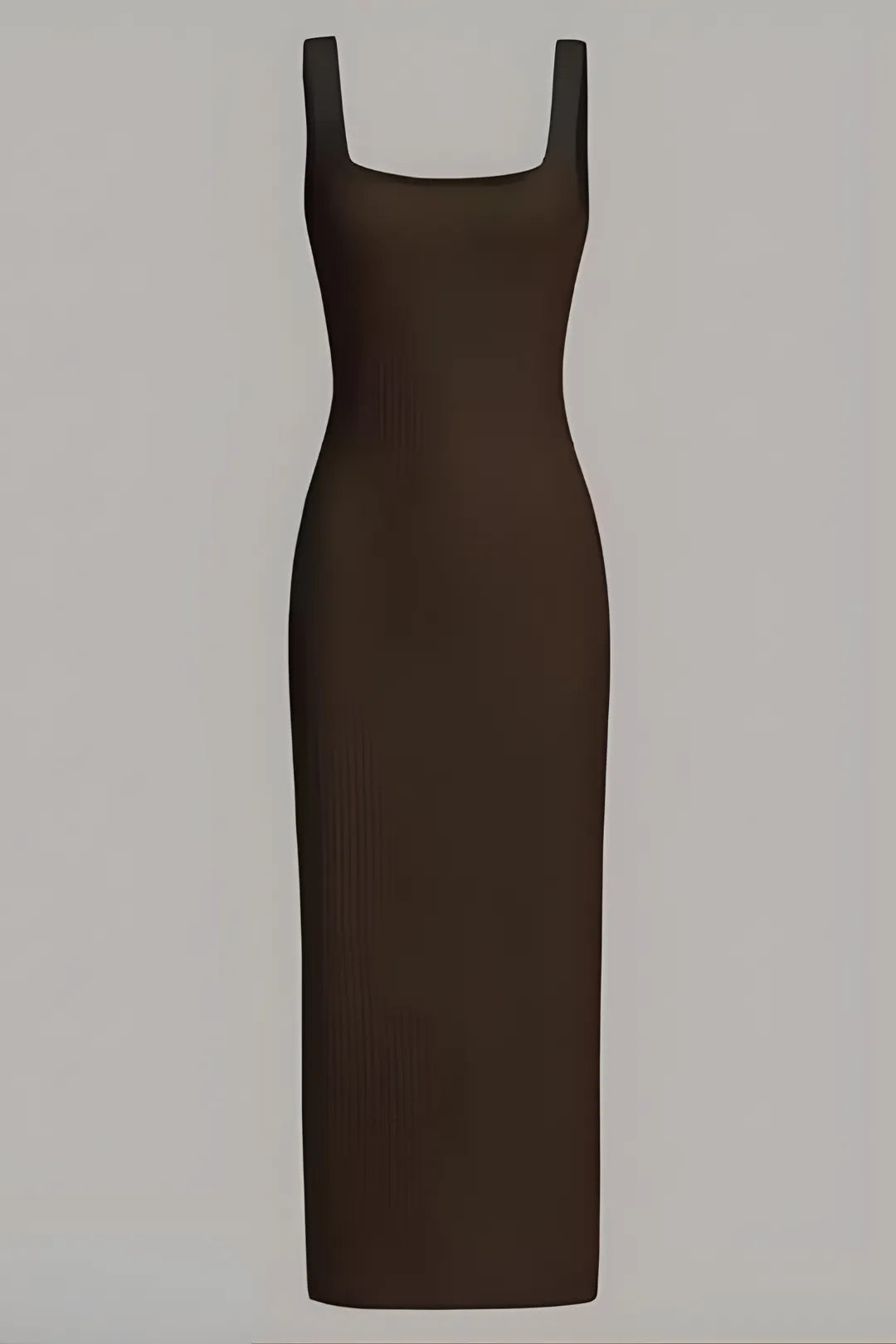 Ribbed Square Neck Midi Dress