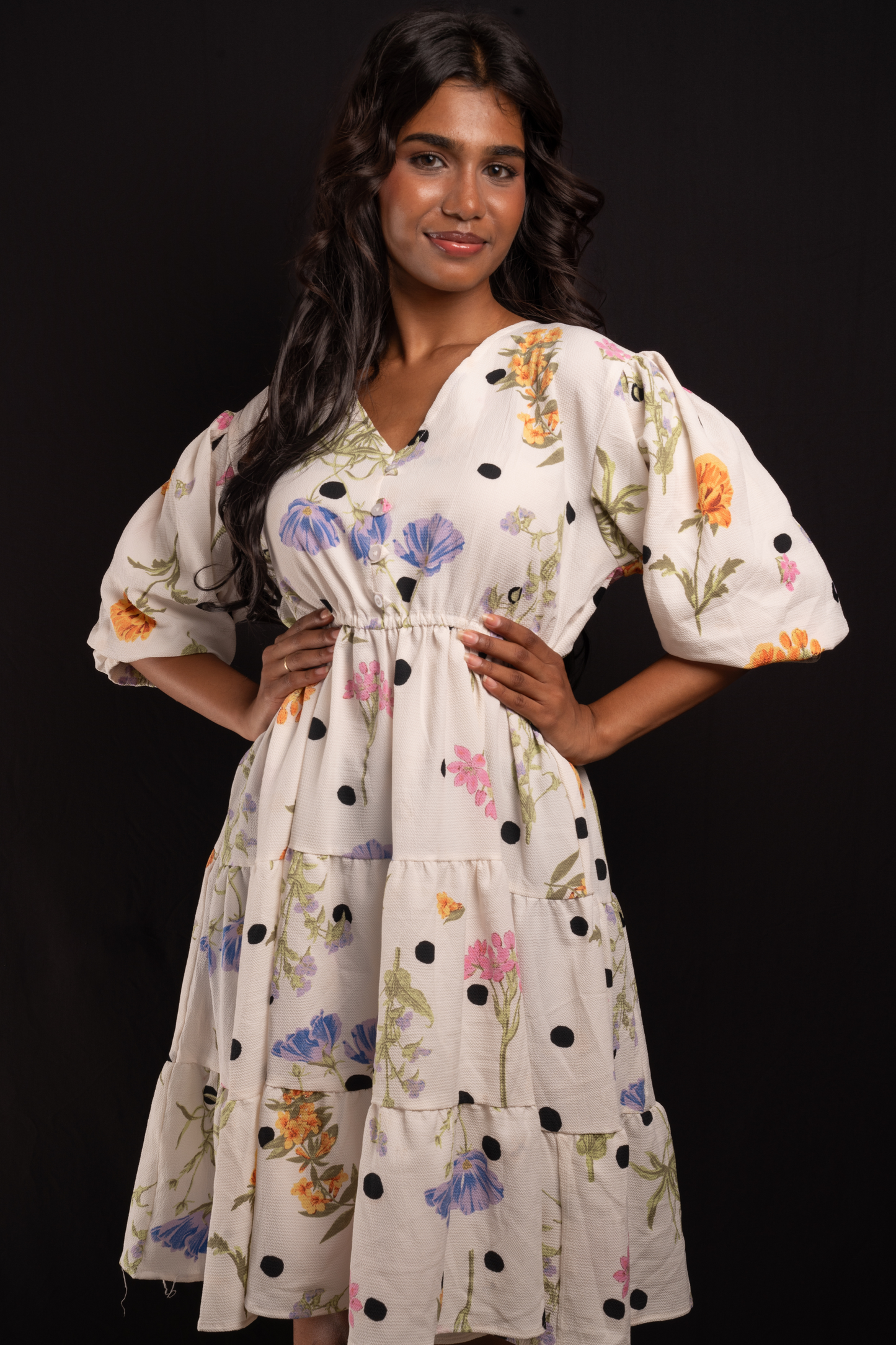 Ivory Floral Polka Frock