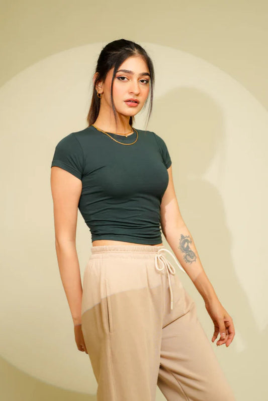 Bottle Green - Basic IT Girl Baby Tee For Women