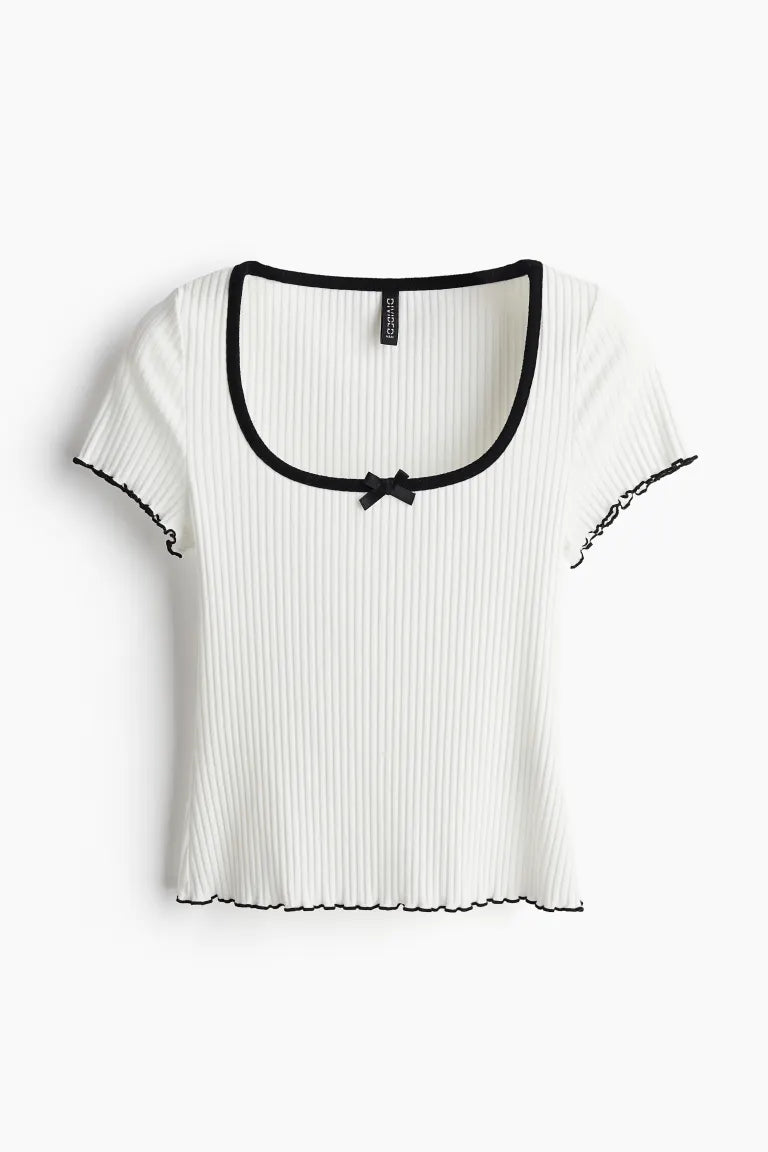 Overlock-detail ribbed top