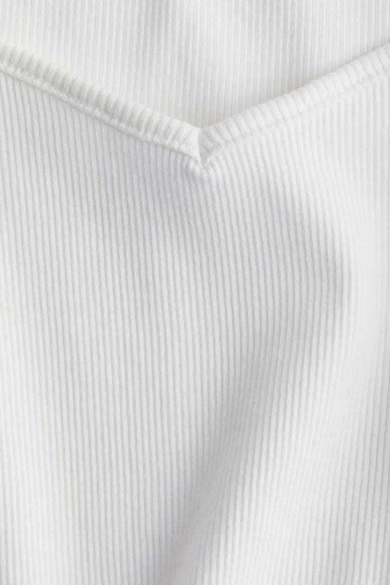Ribbed sweetheart-neck T-shirt