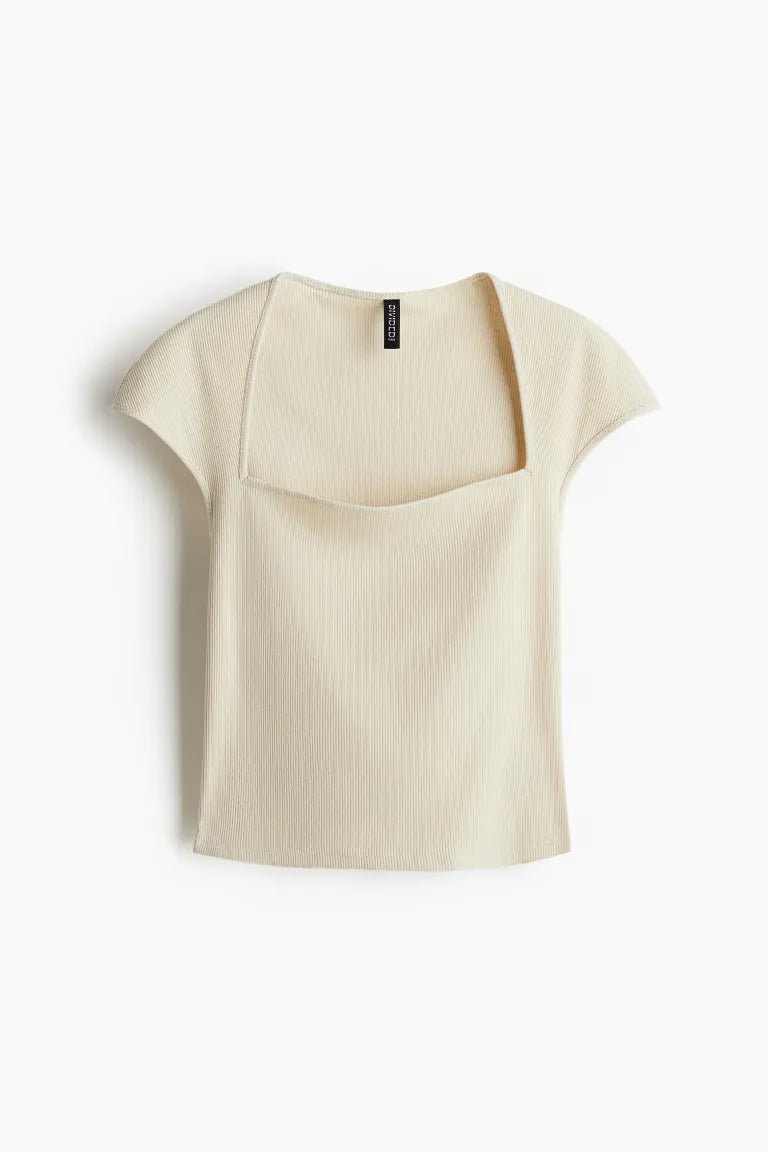 Square-neck ribbed top